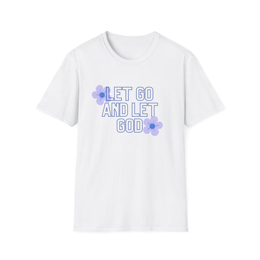 Let Go and Let God Blue Floral Tee