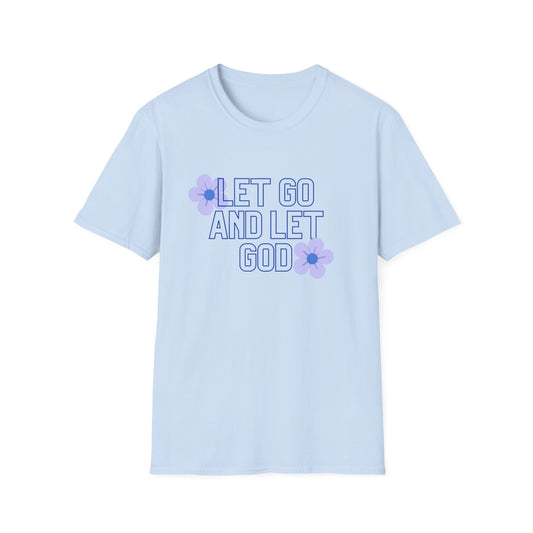 Let Go and Let God Blue Floral Tee